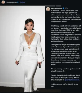Kim Kardashian's Instagram post announcing her fundraiser in support of LAFLA.